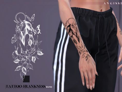 ANGISSI's Tattoo-Frankness(hand) Sims 4 Mac, Mods Sims 4, Sims 4 Tattoos, Sims 4 Piercings, The Sims 4 Skin, The Sims 4 Pc, Pelo Sims, Sims 4 Cc Makeup, 4 Tattoo