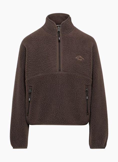 BIGFOOT POLAR ½ ZIP SWEATER | Aritzia Aritzia Outfit, Sweater Aritzia, Fleece Outfit, Quarter Zip Jacket, Favorite Sweater, Brown Sweater, Cute Sweaters, Zip Sweater, Fall Winter Outfits