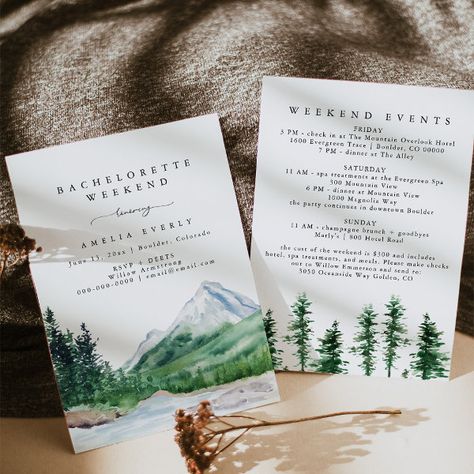 mountain bachelorette weekend itinerary invite Mountain Bachelorette Party, Bachelorette Card, Ski Bachelorette, Mountain Bachelorette, Fancy Calligraphy, Ski Weekend, Bachelorette Party Invite, Bachelorette Weekend Itinerary, Bachelorette Weekend Invitations