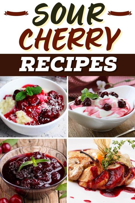 These are the best sour cherry recipes on the internet! From sweet tarts to savory rice dishes and everything in between, there's a recipe for you to love. Recipes Using Fresh Sour Cherries, Cherry Side Dish, Sour Cherries Recipes Desserts, Frozen Sour Cherry Recipes, Fresh Sour Cherry Recipes, Healthy Sour Cherry Recipes, Sour Cherries Recipes, Tart Cherry Recipes, Cherry Quick Bread