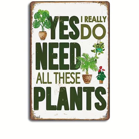 Plant Posters, Plant Signs, Funny Wall Decor, نباتات منزلية, Retro Metal Signs, Farmhouse Garden, Plant Pattern, Garden Signs, Green Gifts