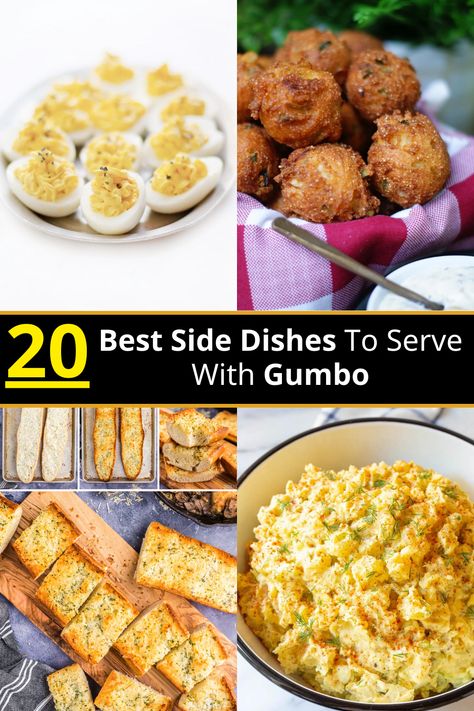 20 Tasty Side Dishes to Serve with Gumbo Gumbo Wedding Reception, Gumbo Party Ideas, Gumbo Sides Dishes, Louisiana Side Dishes, Gumbo Side Dishes, Sides For Gumbo, Chili Sides, Louisiana Dishes, Cornbread With Corn