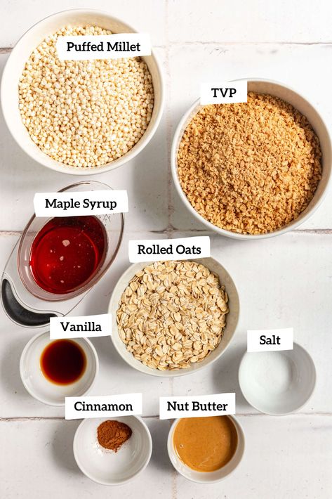 High Protein Granola (without protein powder) - At Elizabeth's Table High Protein Granola, Tvp Recipes, Tofu Smoothie, High Protein Yogurt, Vegan Protein Sources, Protein Granola, Protein Yogurt, Gluten Free Granola, Crunchy Granola