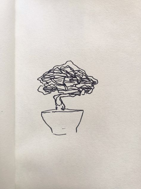 Bonsai Drawing Simple, Bonsai Tree Tattoo Simple, Bonsai Tattoo Minimalist, Bonsai Sketch, Bonsai Tree Drawing, Bonsai Tree Tattoo, Tree Line Tattoo, Bonsai Tattoo, Bonsai Drawing