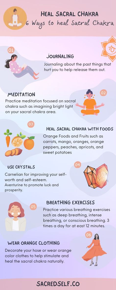 methods to heal sacral chakra blockages Chakra Blockage Symptoms, Chakra Blockages, The Sacral Chakra, Ways To Heal, Orange Peppers, Heal Yourself, Orange Recipes, Breathing Exercises, Sacral Chakra