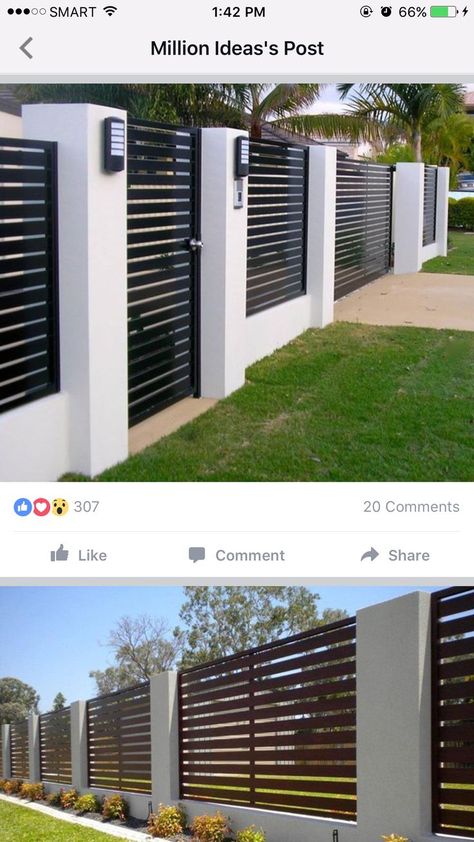 Fence Wall Design, House Fence Design, House Fence, Modern Fence Design, Boundary Wall, House Gate, House Gate Design, Exterior Wall Design, Front Yard Landscaping Simple