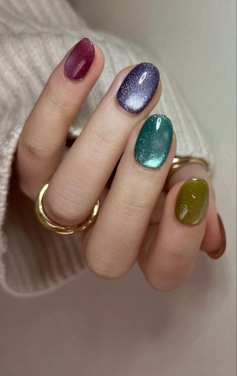 Nail Designs Trends, Cat Eye Nail Art, Best Nail Designs, Velvet Nails, Eye Nails, Really Cute Nails, Cute Gel Nails, Cat Eye Nails, Metallic Nails