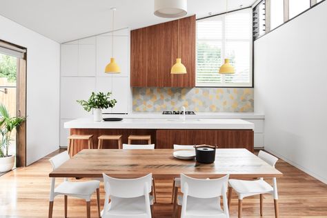 FIGR Architecture | Oakover Road | Hunting for George Single Wall Kitchen, Angled Ceiling, Fabulous Kitchens, Big Kitchen, Wall Mounted Cabinet, Contemporary Kitchen Design, Kitchen Trends, Wooden Cabinets, Beautiful Kitchens