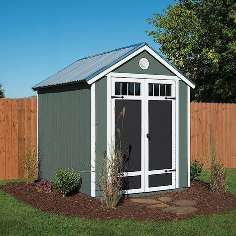 Amazon.com : Handy Home Products Garden Shed 6x8 Do-it-Yourself Wooden Storage Shed with Metal Roof : Patio, Lawn & Garden Wood Shed Kits, Galvanized Metal Roof, Garden Shed Kits, Diy Shed Kits, Engineered Wood Siding, Wood Storage Shed, Wooden Storage Sheds, Wood Storage Sheds, Shed Kits