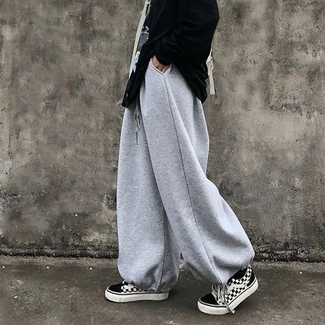 Shineon Studio - Plain Wide-Leg Jogger Pants | YesStyle Kawaii Store, Harajuku Outfits, Wide Leg Sweatpants, Black Fleece, Sweat Pants, Kawaii Clothes, Online Fashion Stores, Kawaii Fashion, Japanese Fashion