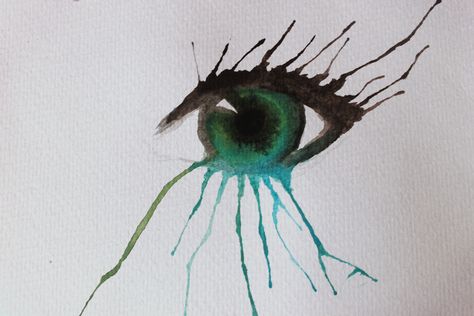 Eye in Watercolor, using the straw blowing method Pen Drawing, Diy Art Painting, Art Club, Watercolor Techniques, Diy Art, Dream Catcher, Art Painting, Drawings, Color