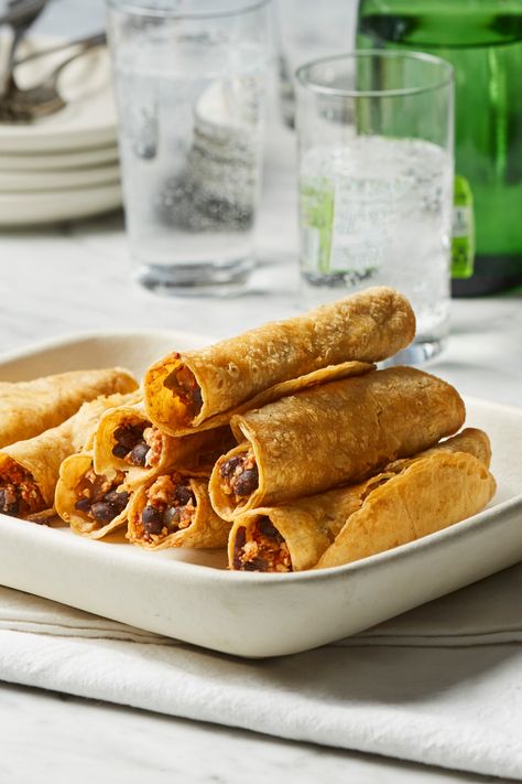 The air fryer cooks these taquitos just right—crunchy on the outside and tender on the inside. When placing taquitos in an airfryer, it helps to position them seam side down so that they hold their shape and stay closed as they cook. Air Fryer Ideas, Air Fryer Taquitos, Recipes Air Fryer, How To Cook Mushrooms, Vegan Mexican, Air Fryers, Air Fryer Recipes Easy, Air Fryer Recipes Healthy, Plant Based Eating