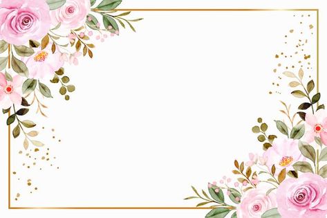 Pink flower frame background with waterc... | Free Vector #Freepik #freevector #flower #frame #watercolor #floral Pink Floral Frame Background, Floral Frame Background Flower, Flower Frame Background, Pink Flower Border, Pink Flower Background, Watercolor Flower Frame, Marco Floral, Border Flowers, Pink Floral Background