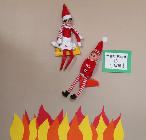 ELF on the shelf ideas Elf On Shelf Floor Is Lava, Elf On The Shelf The Floor Is Lava, Elf Floor Is Lava, The Floor Is Lava Elf On The Shelf, Elf On The Shelf Floor Is Lava, Floor Is Lava Elf On Shelf, The Floor Is Lava Elf, Macaroni Ideas, Elf On Shelf