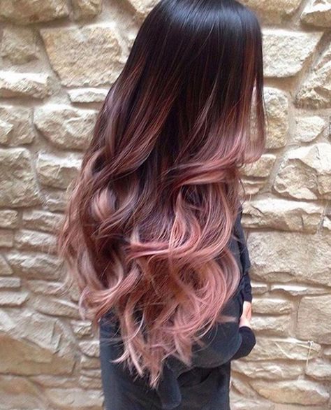 Rose Gold Hair Inspiration: The Colour Of The Season #blackhair Gold Ombre Hair, Rose Gold Hair Ombre, Undercut Haircut, Rose Gold Balayage, 2020 Hairstyles, Gold Hair Colors, Black Hair Balayage, Hair Color Rose Gold, Fesyen Rambut