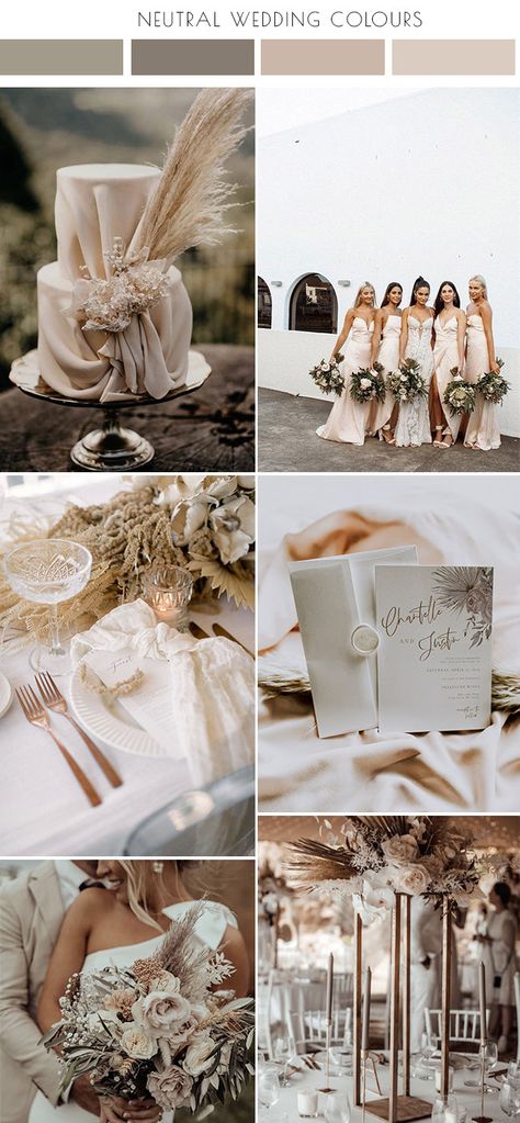 5 Neutral Wedding Colour Palettes to Excite – Make Me Digital: printable event invitations, party games & decor Beige Wedding Theme, Wedding Colour Palettes, Wedding Theme Color Schemes, Champagne Wedding Colors, Taupe Wedding, Wedding Color Scheme, Wedding Color Pallet, Neutral Wedding Colors, Beige Wedding