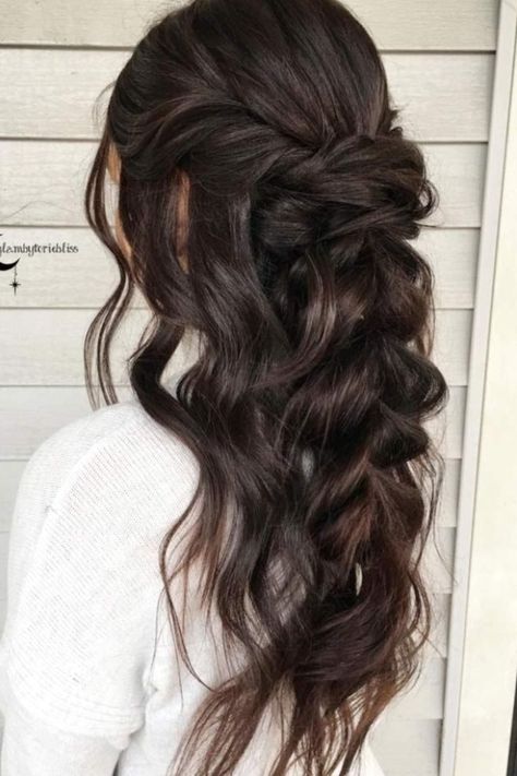 Wedding Hair Brunette, Summer Wedding Hairstyles, Wedding Hairstyles And Makeup, Dunner Wordend Haar, Long Face Hairstyles, Wedding Hairstyles Half Up Half Down, Bridal Hair Flowers, Wedding Hair Inspiration, Bridesmaid Hairstyles