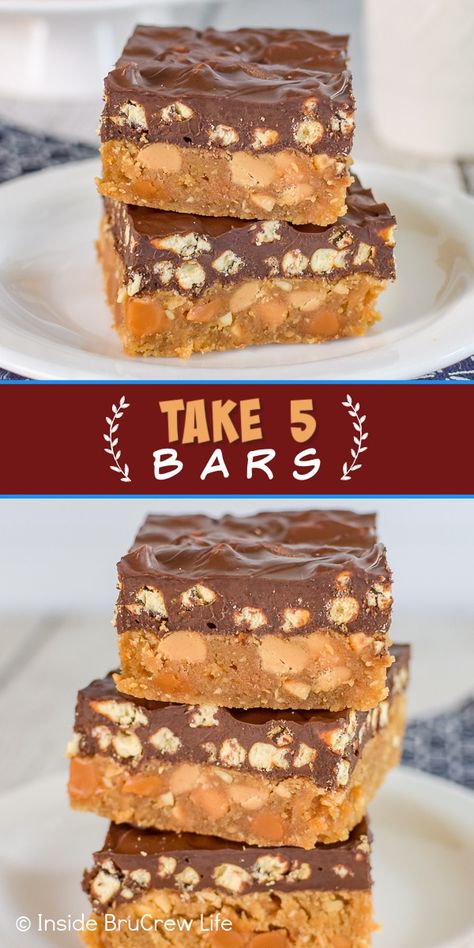 Take 5 Candy Bar Cookies, Take 5 Bars Recipes, Copycat Take 5 Bars, Take 5 Brownies, Pretzel Peanut Butter Bars, Take 5 Candy Bar Recipe, Recipes With Caramel Bits, Recipes Using Caramel Bits, Caramel Bits Recipes