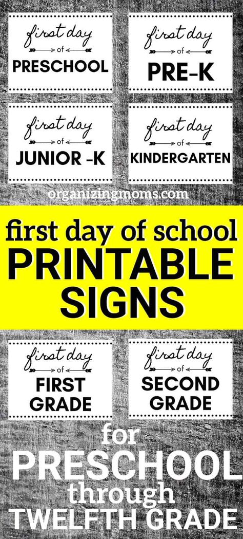 Get ready for the first day of school with these cute printable signs. Use these in your back-to-school pictures for preschool, kindergarten, and beyond! Last Day Of 3rd Grade Sign Printable, Last Day Of School Sign 2024, Last Day Of School Printable Free, Last Day Of School Sign Printable Free 2023-2024, Last Day Of School Free Printable 2024, First And Last Day Of School Printables, School Signs Design, Last Day Of School Printable, Free School Printables