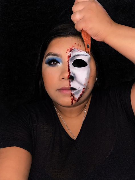 Micheal Myers Makeup Halloween, Michael Myers Face Paint, Michael Myers Makeup, Michael Myers Face, Halloween Baskets, Michael Myers Halloween, Halloween Costumes Makeup, Up Costumes, Halloween Make Up