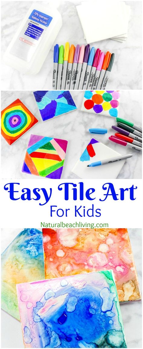 Easy Tile, Sharpie Crafts, Art Projects For Kids, Tile Crafts, Fun Arts And Crafts, Easy Art Projects, Sharpie Art, Harry Potter Crafts, Creative Arts And Crafts