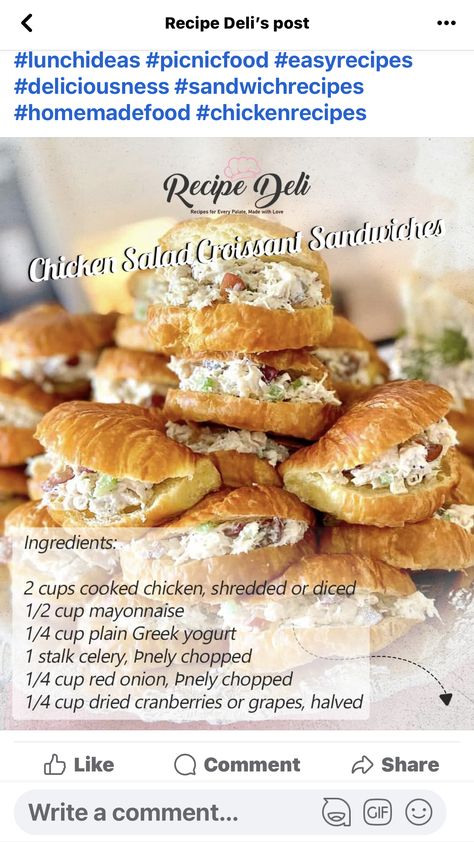 Croissant Sandwiches, Chicken Salad Croissant, Best Chicken Salad Recipe, Chicken Salad Sandwich Recipe, Chicken Shredded, Delicious Chicken Salad, Croissant Sandwich, Chicken Salad Recipe Easy, Meat Salad