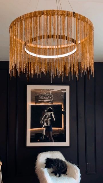 Diy Chain Chandelier, Diy Disco Chandelier, Black Chain Chandelier, Hanging Disco Chandelier, Chandelier Chain, Diy Chain, Florida Room, Diy Chandelier, Salon Furniture