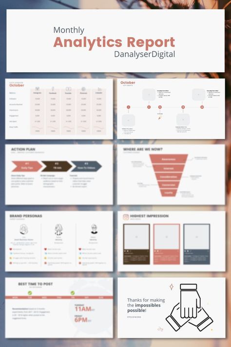 #Social_Media_Analytics_Report #Presentation_Template_Canva #Canva_Infographic #Canva_Presentation_Template Social Media Analytics Report, Analytics Design, Newsletter Design Templates, Canva Presentation, Social Media Metrics, Free Social Media Templates, Marketing Proposal, Social Media Mockup, Realtor Social Media