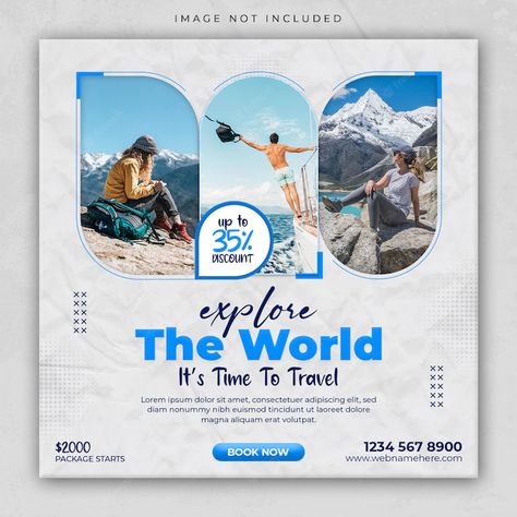 Premium PSD | Travel holiday vacation tour social media post or instagram web banner template Study Tour, Wedding Caricature, Family Tour, Christmas Phone Wallpaper, Festival Celebration, Holiday Packaging, Holiday Vacation, Web Banner, Banner Template