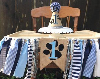 1st Birthday Party Hat, Puppy Pawty, Dog First Birthday, Dog Themed Birthday Party, Onederful Birthday, First Birthday Hats, Puppy Birthday Parties, Puppy Paw, Its A Boy Banner