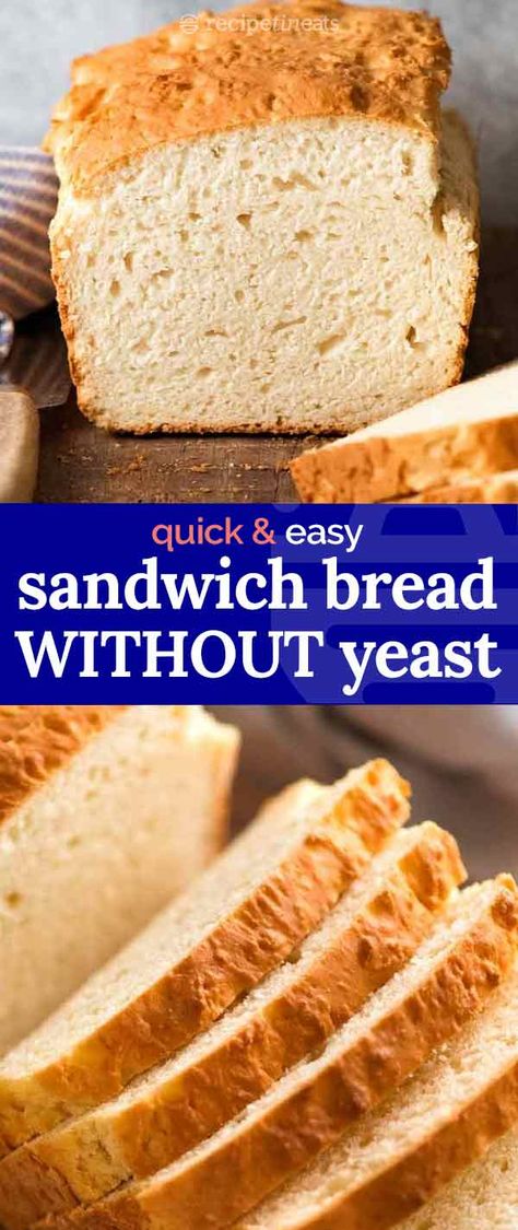 Homemade Bread Without Yeast, Yeast Free Recipes, Bread Without Yeast, Yeast Free Breads, No Yeast Bread, Homemade Bread Recipes Easy, Homemade Bread Easy, Yeast Bread Recipes, Simple Sandwiches