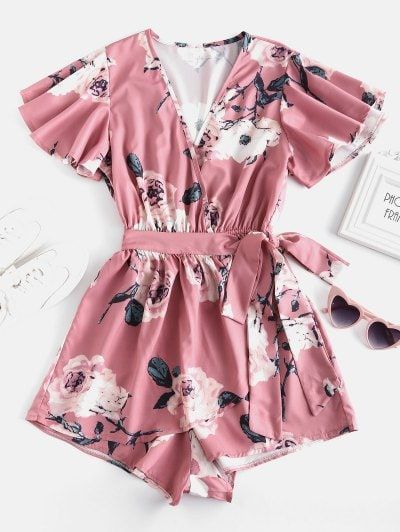 They are beautiful, lovable and affordable. You deserve it! Hot Pink Jumpsuit Outfit, Pink Jumpsuit Outfit, Jumpsuit Outfit Summer, Hot Pink Jumpsuit, Jumpsuit Fall, Belted Romper, Wrap Romper, Floral Print Rompers, Evening Dresses Short