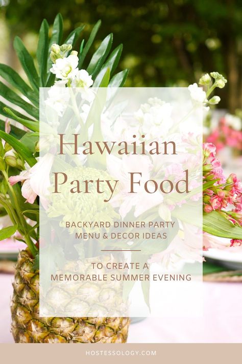 Hawaiian Party Food Ideas, Hawaiian Theme Food, Hawaii Party Food, Hawaiian Party Ideas, Hawaii Bbq, Hawaiian Appetizers, Food Table Decor, Tropical Party Foods, Luau Centerpieces