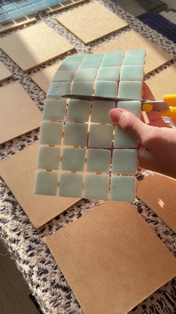 Tulio Tiles | Tiled decor and furniture on Instagram: "Prepping the tiles... new coasters coming soon 🔜🥳 #asmr #asmrsounds #asmrvideo #tiles #tiledesigns #etsy #etsyshop #etsyseller"