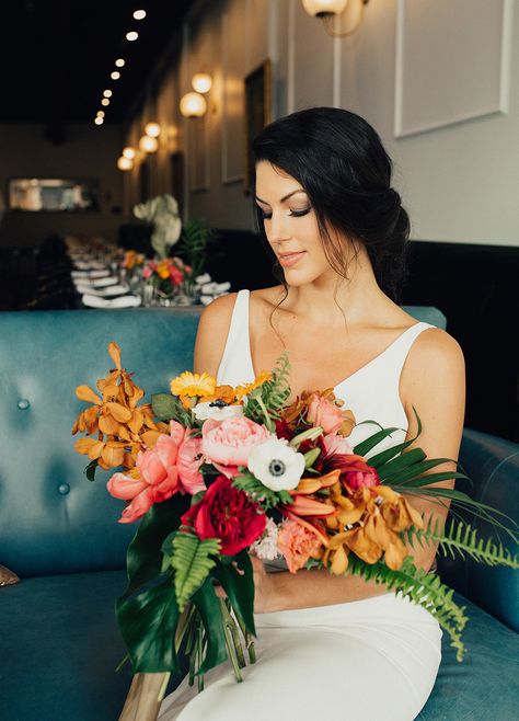 Vintage Palm Springs Wedding Inspiration | Photography: Scissortail Stories | Dress: Moliere Bridal House #bridesofok #wedding #bouquet Vintage Palm Springs, Parker Palm Springs, Bouquet Photo, Yellow Bouquets, House Cake, Spring Wedding Inspiration, Bright Florals, Palm Springs Wedding, Wedding Vendor