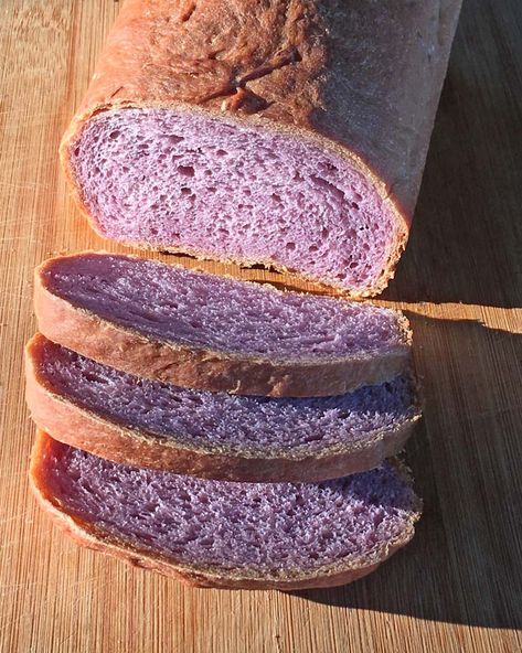 Ube Bread Recipe, Potato Sourdough Bread, Yam Bread, Ube Bread, Purple Bread, Ube Recipes, Yam Or Sweet Potato, Yams Recipe, Sweet Potato Bread