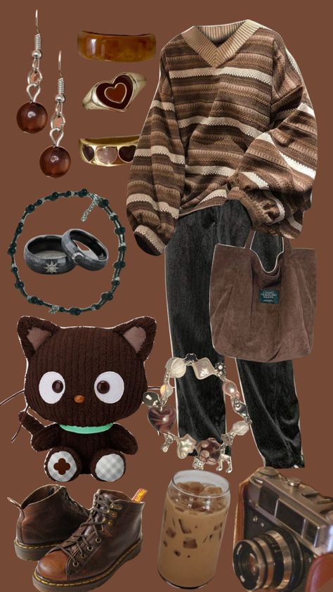 Sanrio Outfits Masc, Gaycore Outfits, Choco Cat Outfit, Sanrio Outfits Boy, Wizardcore Outfit, Fashion Outfits Collage, Cute Outfits Summer Aesthetic, Sanrio Inspired Outfit, Outfit Ideas Collage