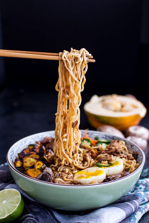 Crockpot Crispy Caramelized Pork Ramen Noodle Soup w-Curry Roasted Acorn Squash| halfbakedharvest.com @hbharvest Caramelized Pork, Pork Ramen, Roasted Acorn Squash, Ramen Noodle Soup, Vermicelli Noodles, Slow Cook, Ramen Noodle, Half Baked Harvest, Acorn Squash