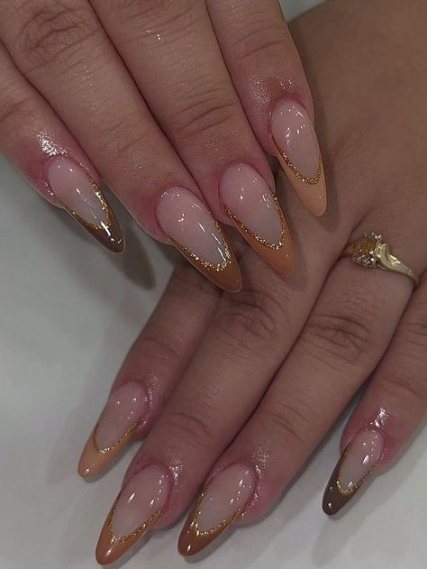 Multicolor  Collar    Color Nails Embellished   Beauty Tools Holiday Nail Set, Nutella Milk, Acrylic Nails Stiletto, Gold Acrylic Nails, Brown Nails Design, Brownie Batter, Long Square Acrylic Nails, Brown Nails, Stick On Nails