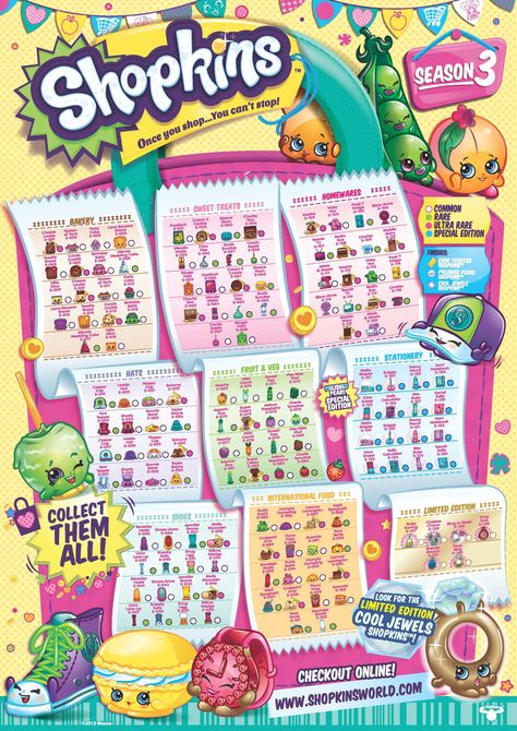 Shopkins Season 3 Collectors Guide Checklist Lps Display, Shopkins List, Shopkins Checklist, Shopkins Season 2, Shopkins Season 1, Shopkins Colouring Pages, Houses Minecraft, Shopkins Birthday Party, Shopkins Party