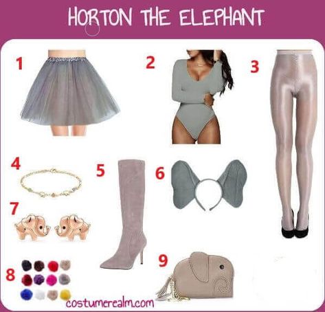 Diy Horton The Elephant Costume For Women Elephant Costume Women, Elephant Costume Diy, Horton The Elephant, Elephant Halloween, Awana Ideas, Elephant Accessories, Elephant Costume, Safari Costume, Elephant Costumes