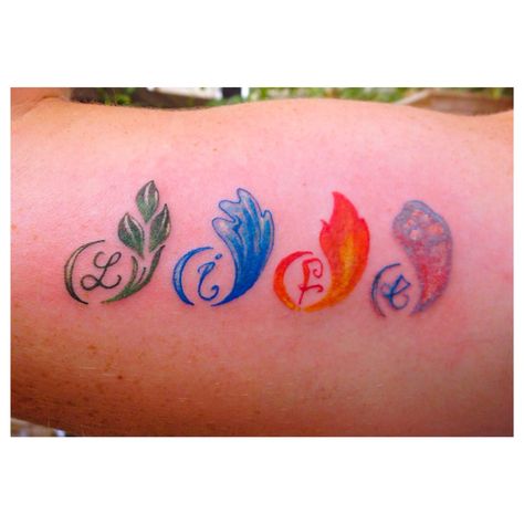 Four elements tattoo by -Patrick Thomas- at Tattoo Lounge Venice CA !! 4 Element Tattoo, Element Tattoo Ideas Symbols, Tiny Quote Tattoos, Four Elements Tattoo, Four Elements Of Nature, Tattoo Lounge, Element Tattoo, Alchemy Tattoo, Dna Tattoo