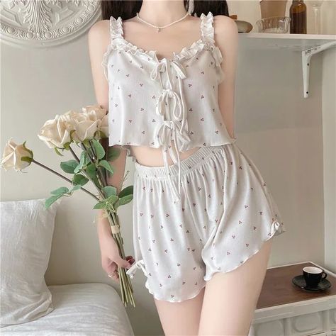 Short Night Dress, Women Nightwear Dresses, Nightwear Dress, Style Kawaii, Sleepwear Fashion, Cute Sleepwear, Cute Pajama Sets, Cute Dress Outfits, Night Dress For Women