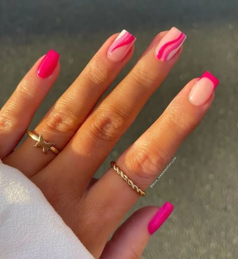 June Nails Square, Pink Tip Nails, Country Nails, Square Nail Designs, Pink Gel, Gel Nails Diy, Simple Gel Nails, Summery Nails, Girly Acrylic Nails