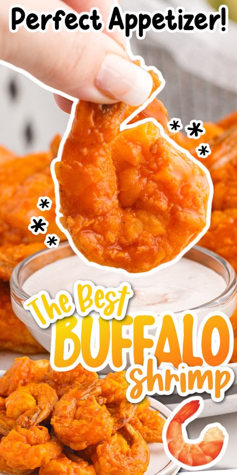 Fried Buffalo Shrimp, Buffalo Shrimp Recipes, Buffalo Fries, Fried Shrimp Recipes, Buffalo Shrimp, Homemade Buffalo Sauce, Breaded Shrimp, Delicious Seafood Recipes, Best Appetizer Recipes