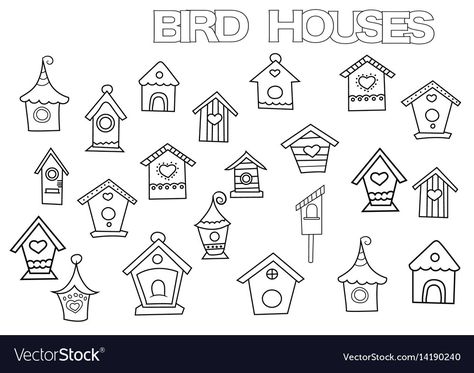 Key Tattoo Designs, House Doodle, Bird Outline, Doodle Vector, Bird Sketch, Easy Love Drawings, Beautiful Art Paintings, Hand Pictures, House Illustration