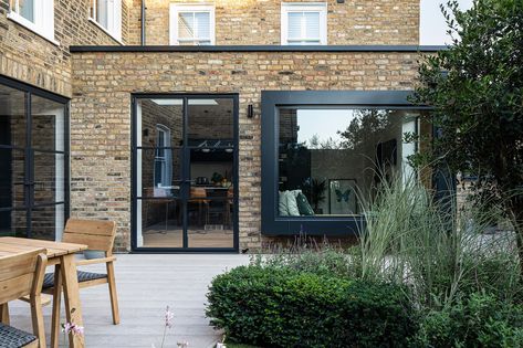 Wandsworth Townhouse — Perla Windows Steel Doors And Windows, Bungalow Renovation, House Extension Design, Extension Designs, Beautiful Windows, House Renovation, House Extensions, Facade Design, Steel Doors