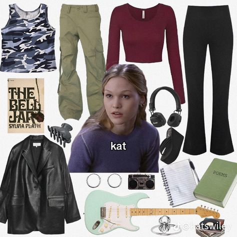 Kat Stratford Clothes, Katerina Stratford Outfits, Kat Stratford Outfits Aesthetic, Kay Stratford Aesthetic, Kate Stratford Outfits, Kat Stanford Outfits, Katarina Stratford Outfits, Kay Stratford Outfits, Kat Stratford Hair