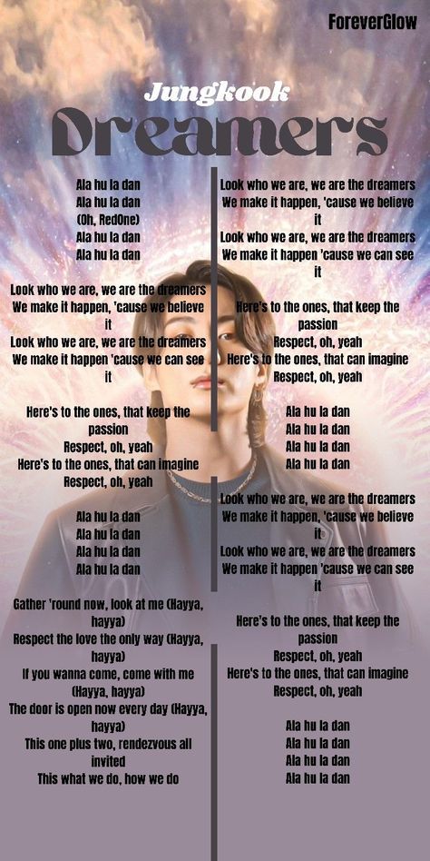 Dreamer Song Jungkook, Seven Jungkook Song Lyrics, Dreamers Jungkook Lyrics, Dreamers Lyrics, Bts All Songs List, Dreamer Lyrics, Kpop Songs Lyrics, Dreamers Jungkook, Jungkook Dreamers