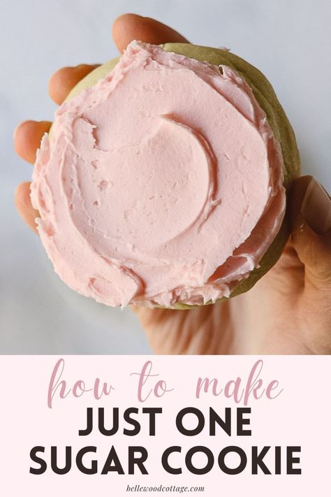 Single Serving Icing Recipe, Single Serve Icing, Crave Cookie Recipe, Small Crumbl Sugar Cookie Recipe, How To Make A Crumble Cookie, Sugar Cookie With Icing Recipe, Crumbl Cookie Pink Sugar Cookie Recipe, How To Make One Cookie, Crumbl Style Cookies